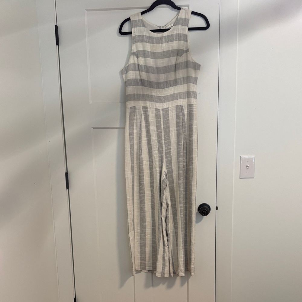 Sugarlips Gray and White Striped Jumpsuit
